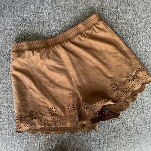 BB Dakota Faux Suede Velvet Eyelet High Rise Shorts